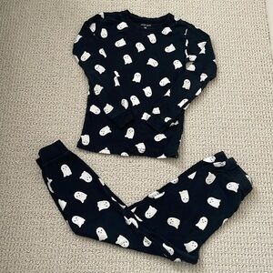petit lem 👻Ghosts Glow in the Dark Print on Black PJ Set Sz.6